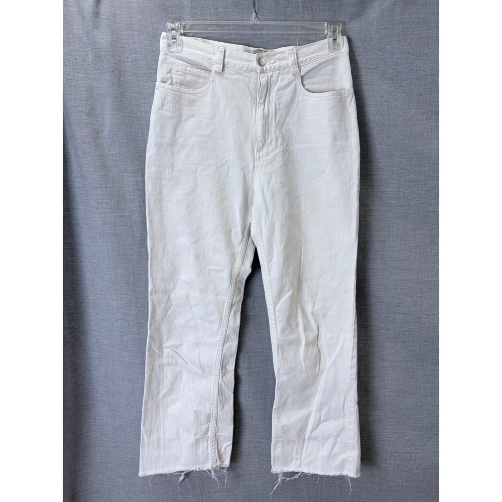 Rachel Comey White High Rise Straight Leg Jeans Raw Hem Denim Size 26